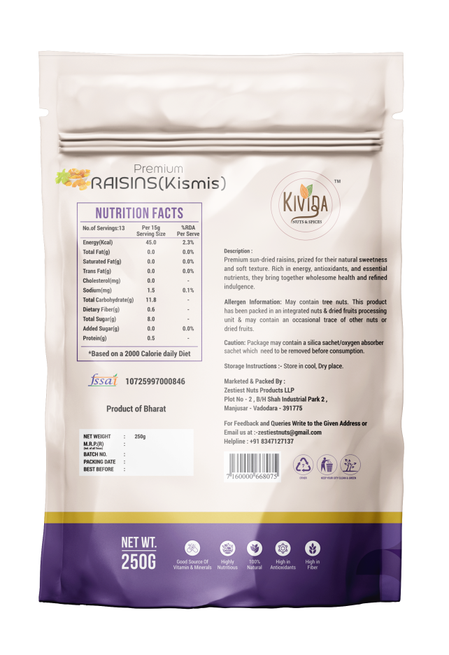 Kivida Premium Raisins (Kismis) – 250g - Image 2