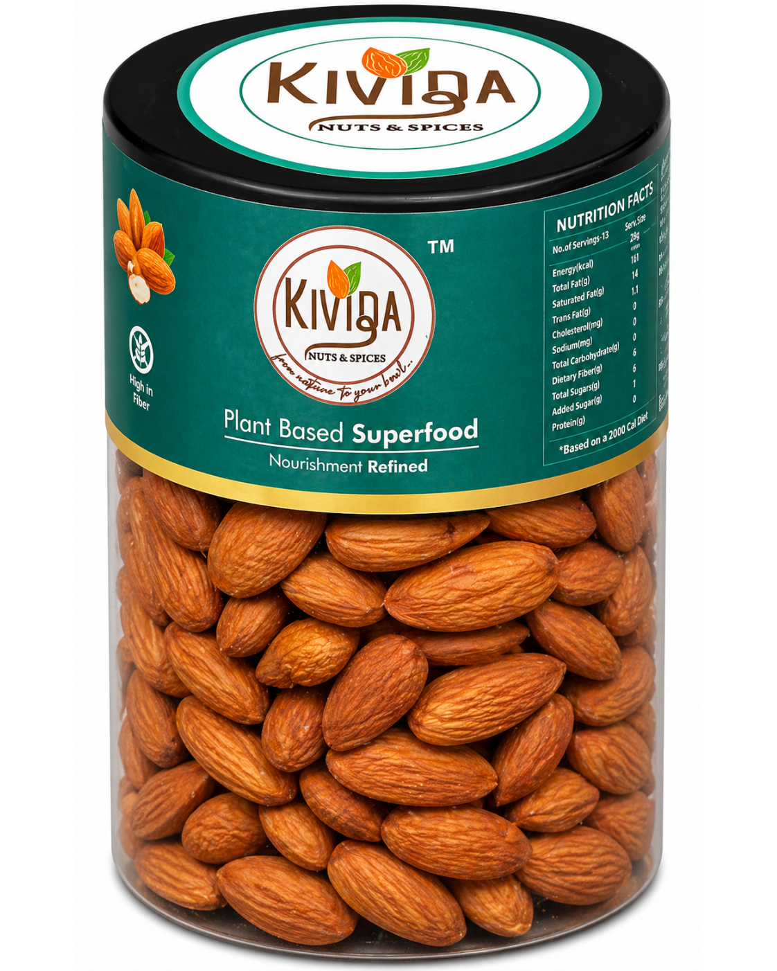 Kivida Premium Almonds Jar – 250g - Image 5
