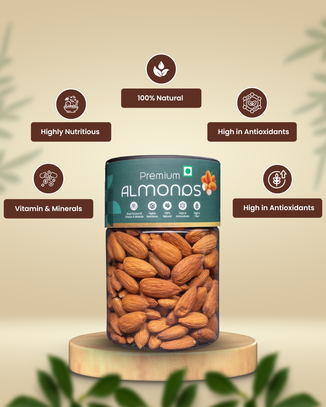 Kivida Premium Almonds Jar – 250g - Image 2