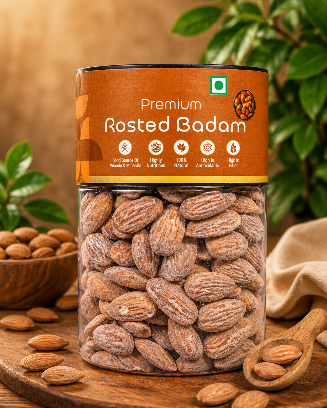 Kivida Premium Roasted Badam Jar – 250g